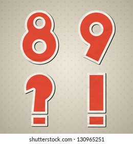 Paper figure in retro style. Vector ...illustration.