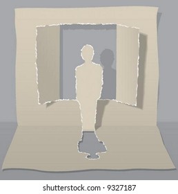 paper figure with paper window