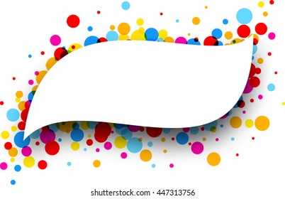 Paper figured white background with color drops. Vector illustration.