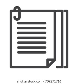 Paper file with paper clip line icon, outline vector sign, linear style pictogram isolated on white. Symbol, logo illustration. Editable stroke. Pixel perfect graphics