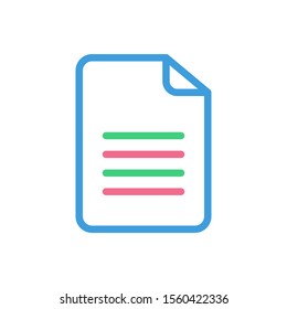 Paper File icon, modern flat design color sign vector, isolated in white background