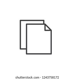 Paper file outline icon. linear style sign for mobile concept and web design. Paper note document simple line vector icon. Copy symbol, logo illustration. Pixel perfect vector graphics