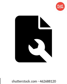 Paper file with Wrench Icon Flat Style Isolated Vector Illustration