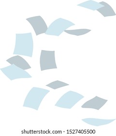 Paper Files Of Documents Fall Down. Blank Sheet. Thrown Object. White Trash. Cartoon Flat Illustration. Office Element. Flying Sheets