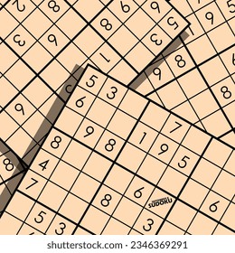 Paper filled with square lines and numbers, a Japanese game of filling in numbers with bold text to commemorate International Sudoku Day on September 9