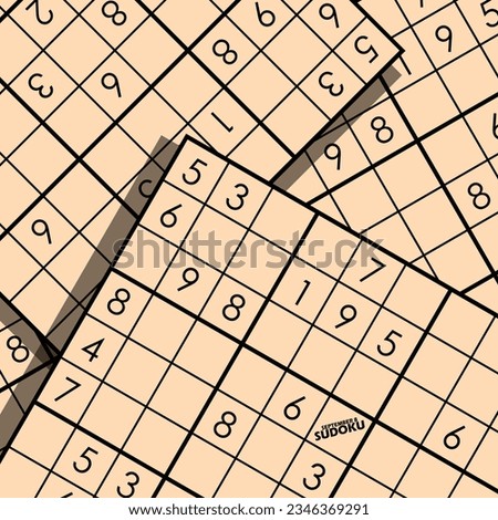 Paper filled with square lines and numbers, a Japanese game of filling in numbers with bold text to commemorate International Sudoku Day on September 9