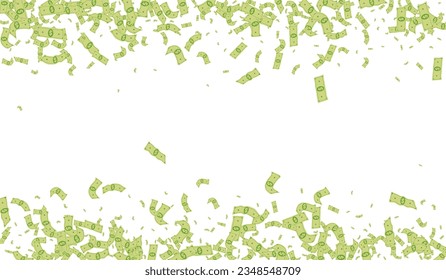 Paper Finance Vector White Background. Fly Currency Template. Flying Swirl Money Design. Scatter Dollar Fall Banner.