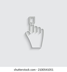 paper finger with a pulse oximeter vector icon. oxygen saturation level icon