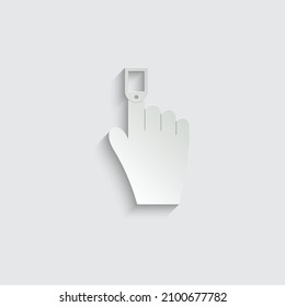Papierfinger mit einem Puls des Vektorsymbol. Sättigungssymbol
