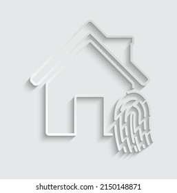 paper fingerprint home  icon vector.  Identification scannings of a fingerprint in the house phone