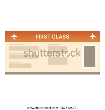 Paper first class airplane boarding pass ticket allowing entry to flight