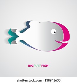 Paper fish - greeting card symbol - vector illustration