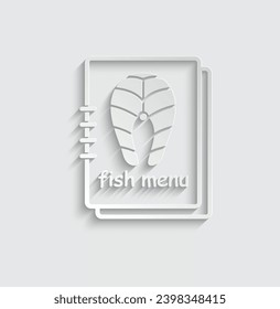 icono del menú del pescado del papel del salmice slice del filete icono del vector del restaurante