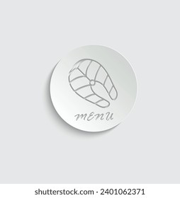 paper fish  menu icon salmon slice steak  icon vector restaurant logo