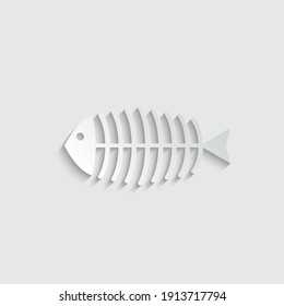 Paper fish skeleton icon vector black icon line style