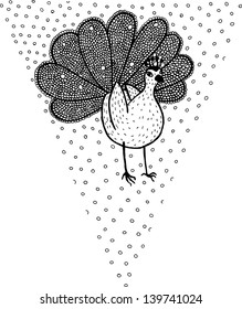 Paper flag with fairy bird. Hand drawn illustration.