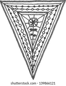 Paper flag with romantic laces. Hand drawn illustration.