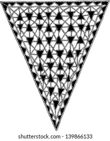 Paper flag with romantic laces. Hand drawn illustration.