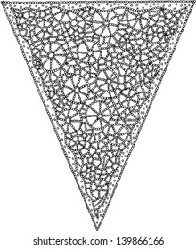 Paper flag with romantic laces. Hand drawn illustration.