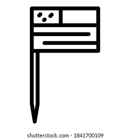 Paper flag toothpick icon. Outline paper flag toothpick vector icon for web design isolated on white background