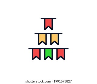 Paper flags flat icon. Single high quality outline symbol for web design or mobile app.  Holidays thin line signs for design logo, visit card, etc. Outline pictogram EPS10