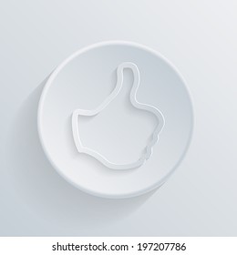 paper flat circle icon with a shadow. symbol thumb up