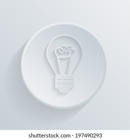 paper flat  circle icon with a shadow. incandescent lamp. light bulb