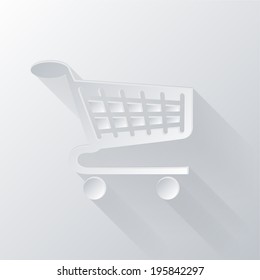 paper flat icon with a shadow, cart online store, Internet shop