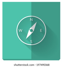 paper flat icon with a shadow. compass