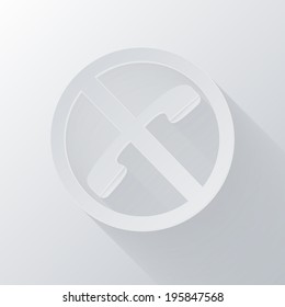 paper flat icon with a shadow. forbidden to use phone