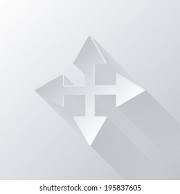 paper flat icon with a shadow. move arrows