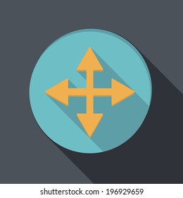 paper flat icon with a shadow. move arrows