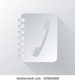paper flat icon with a shadow. phone address book