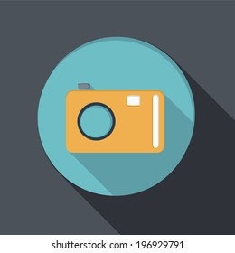 paper flat icon with a shadow. photo camera