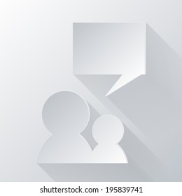 paper flat icon with a shadow. the silhouette of a men, social media icon