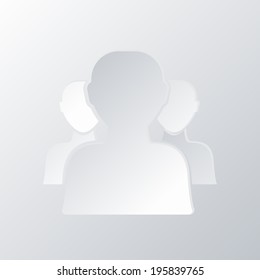paper flat icon with a shadow. the silhouette of a men, social media icon