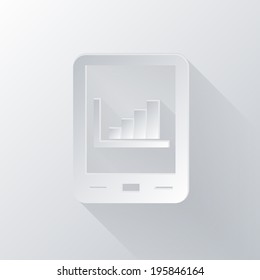 paper flat icon with a shadow. tablet pad with diagram