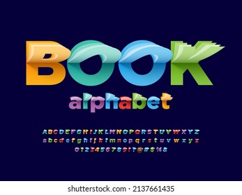 Paper flip style alphabet design with uppercase, lowercase, numbers and symbols