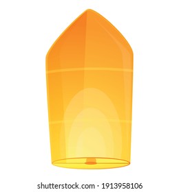 Icono de linterna flotante de papel. Caricatura del icono del vector de linterna flotante de papel para diseño web aislado en fondo blanco