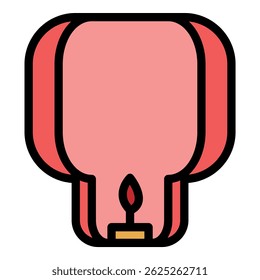 Papier schwebende Laterne Symbol. Umriss Papier schwebende Laterne, Vektorsymbol, Farbe, flach, einzeln