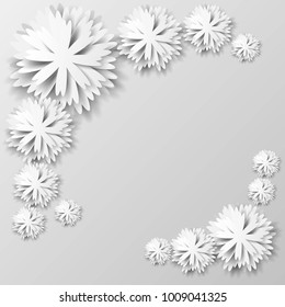 Paper floral background. Background with paper flowers. Vector illustration