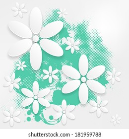 Paper floral background. Background with paper flowers. Vector illustration 