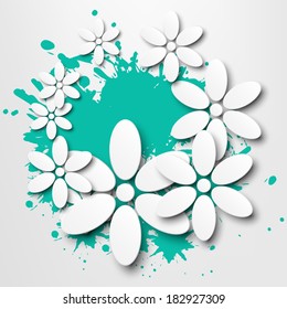 Paper floral background. Background with paper flowers. Vector illustration