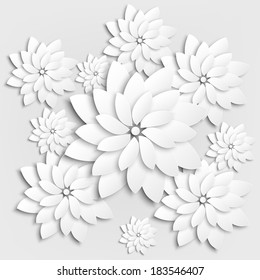 Paper floral background. Background with paper flowers. Vector illustration