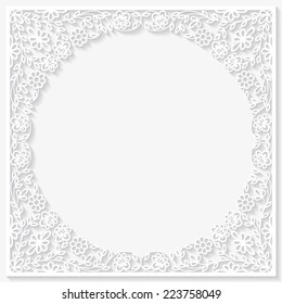 Paper floral frame. Vector illustration 