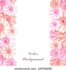 Paper flower. Background. Can be used as a greeting card, postcard for background of Valentine's day, birthday, Thank You Card and so on. Wedding invitation. Vector illustration