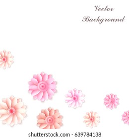 Paper flower. Background. Can be used as a greeting card, postcard for background of Valentine's day, birthday, Thank You Card and so on. Wedding invitation. Vector illustration