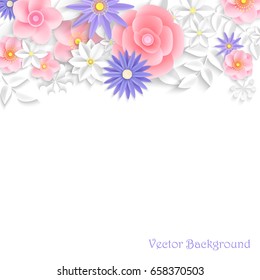 Paper flower. Background. Can be used as a greeting card, postcard for background of Valentine's day, birthday, Thank You Card and so on. Wedding invitation. Vector illustration