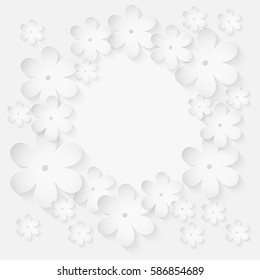 Paper flower background. Vector illustration on light beige