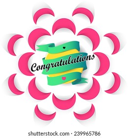 Paper flower with banner congratulation 